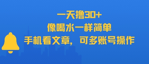 一天撸30+，像喝水一样简单，手机看文章，可多账号操作-摸金项目网