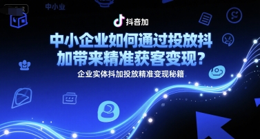 中小企业如何通过投放抖加带来精准获客变现？企业实体抖加投放精准变现秘籍-摸金项目网