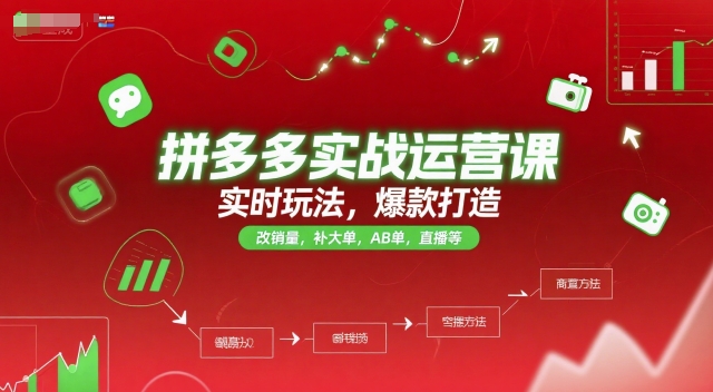 拼多多实战运营课，实时玩法，爆款打造，改销量，补大单，AB单，直播等（更新2025月）-摸金项目网
