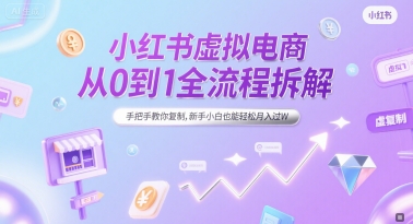 小红书虚拟电商从0到1全流程拆解，手把手教你复制，新手小白也能轻松月入过W-摸金项目网