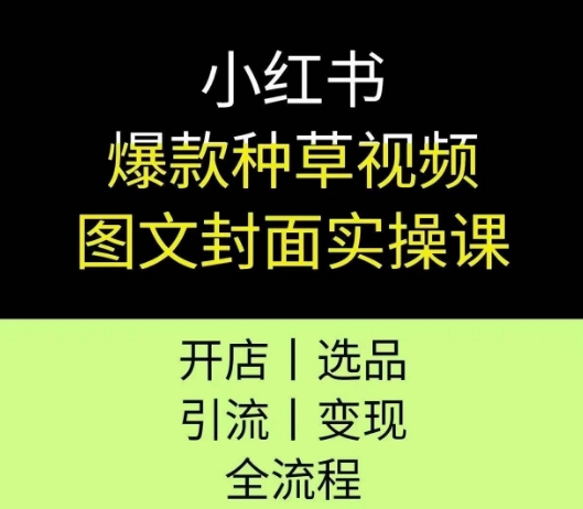 小红书爆款种草视频图文封面实操课，开店、选品、引流、变现全流程-摸金项目网